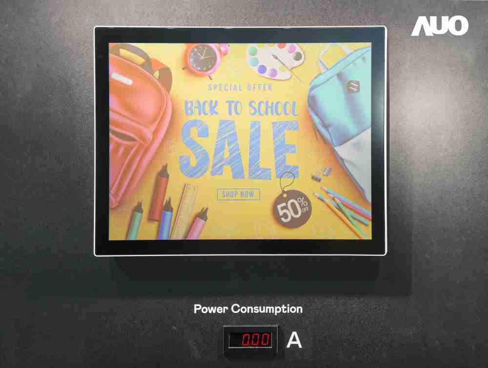 冰球突破展示胆固醇液晶超低耗能户外全彩显示器，，ChLC（胆固醇液晶）以双稳态技术使静态显示零功耗，，，，具省电、、高彩度、、、环保的特性，，还整合软硬件系统解决方案，，，可透过单一云端平台管理